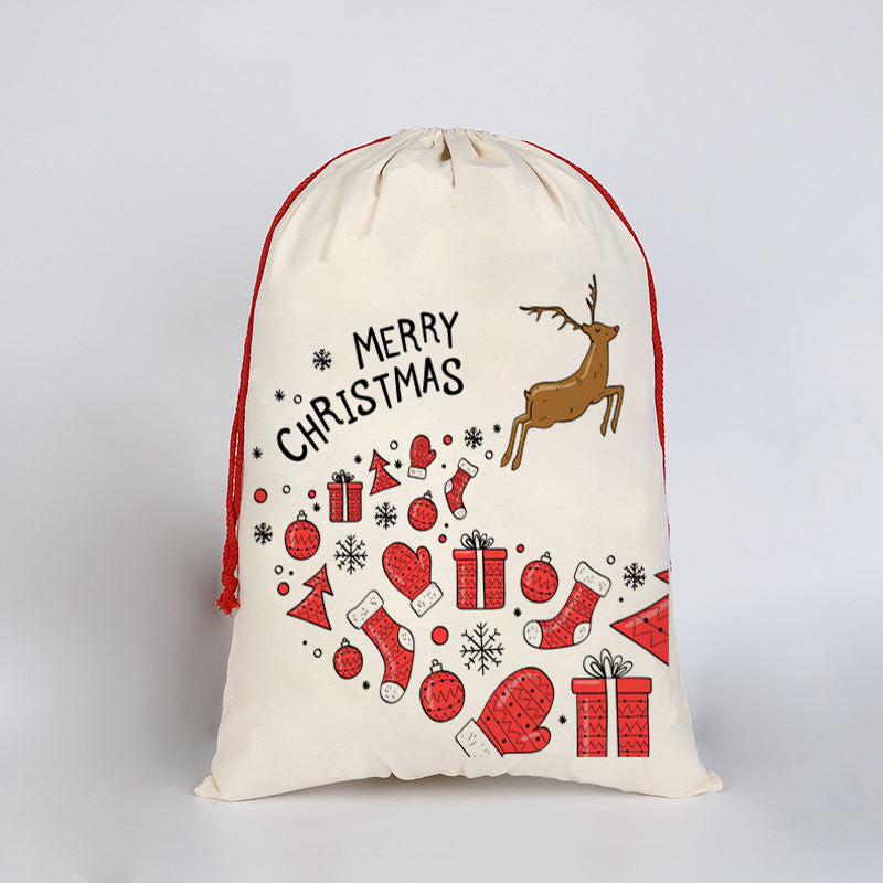 Christmas Large Sack Bag S13 - Festive Red Santa Claus Gift Bag for Holiday Presents - Durable Fabric with Drawstring Closure