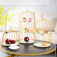 2-Tier Marble Dessert Stand with Metal Birdcage - Elegant Cake & Snack Display