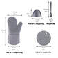 Set of 7 Heat Resistant Silicone Gloves - Gray Cotton Oven Mitts for Safe Cooking and Baking