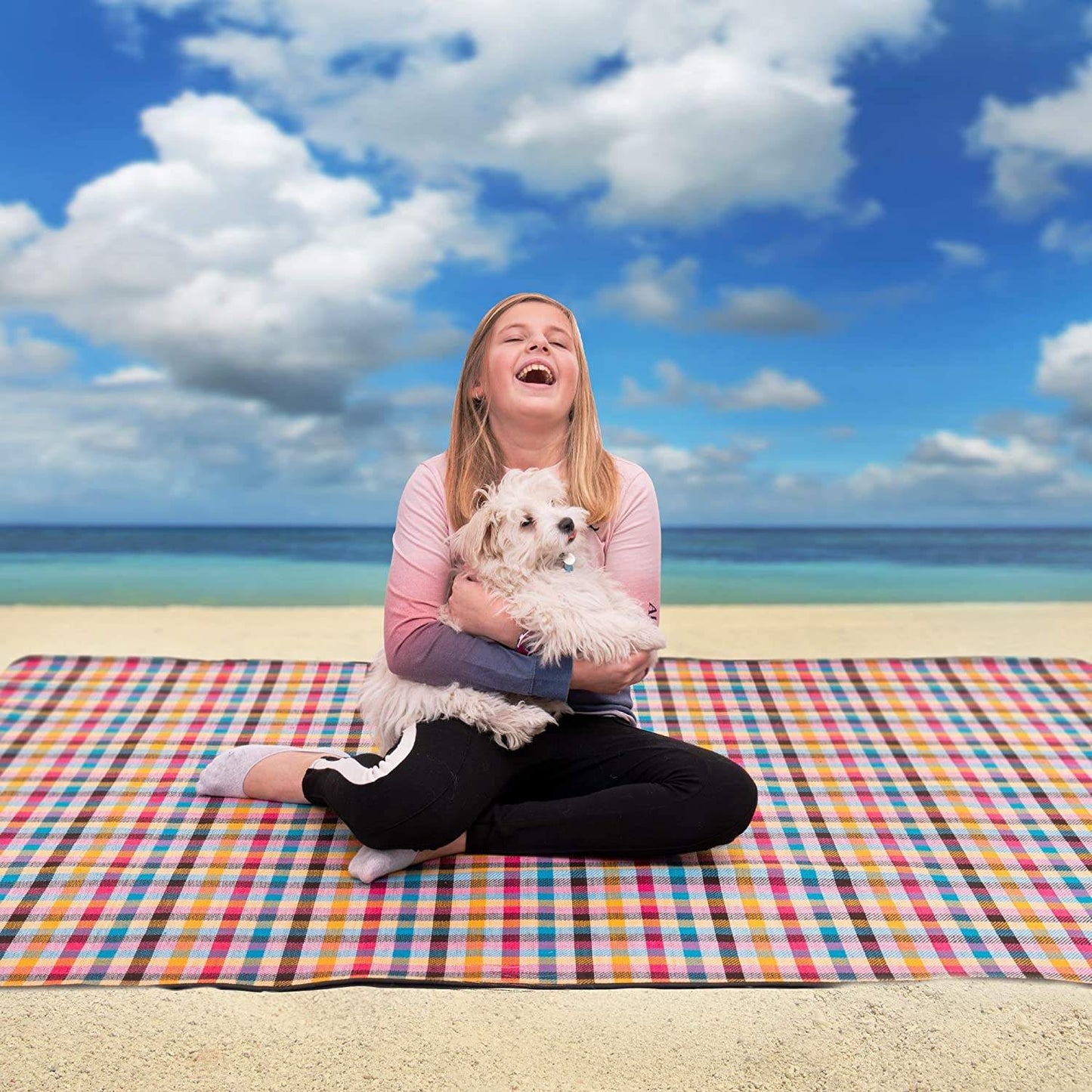 Grid Pattern Portable Picnic Blanket 200x200cm