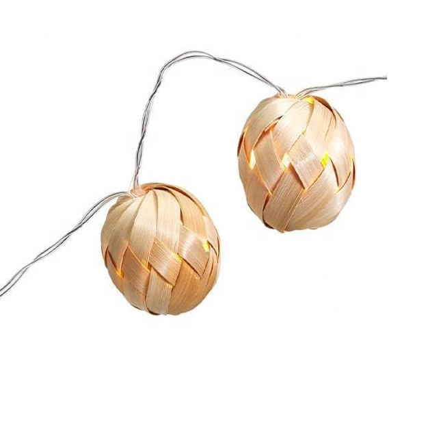 Christmas light led Bamboo Touch Ball String Lights holiday Bamboo Woven Decorative String Lights