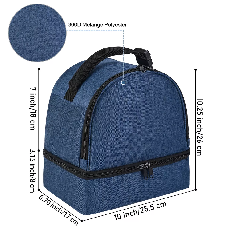 Large Blue Bento Bag - Thickened Student Lunch Bag, Oxford Cloth, One Shoulder, Outdoor Picnic, Waterproof Insulated Thermal Bag, 28.5X20X28 cm