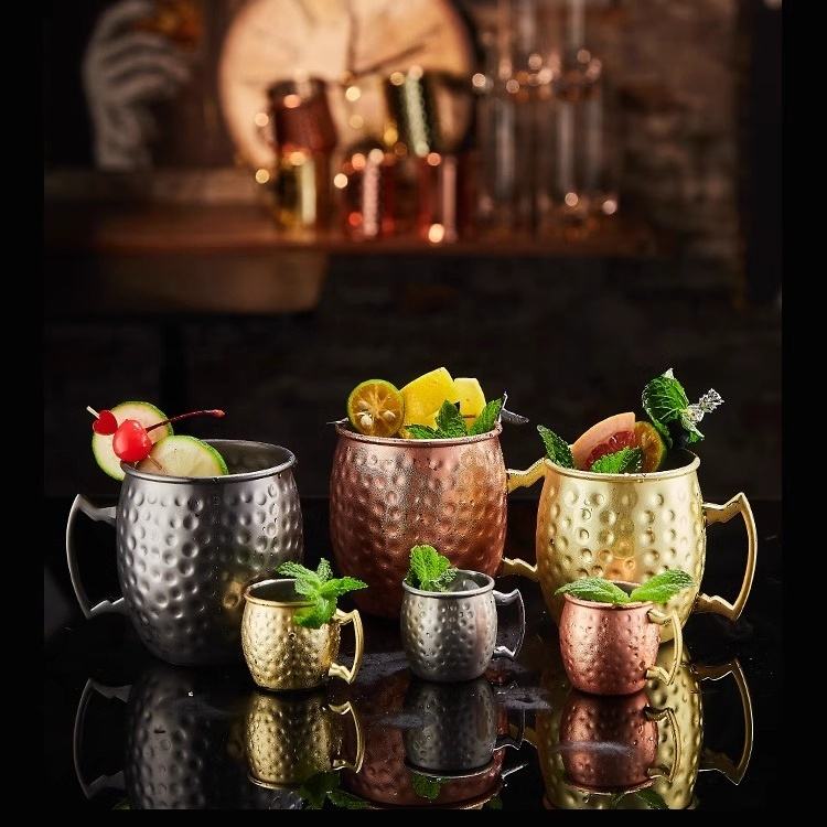 Moscow Mule Barrell Copper Plated Cups Rosegold 60ml Hammered