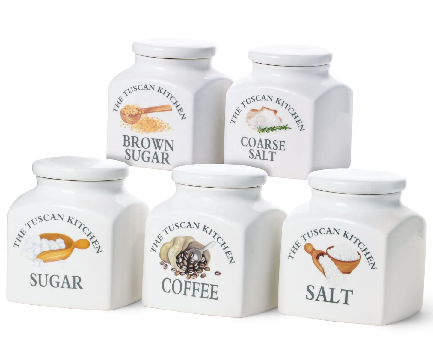 Tuscan Kitchen Porcelain Square Sugar Cannister 1L