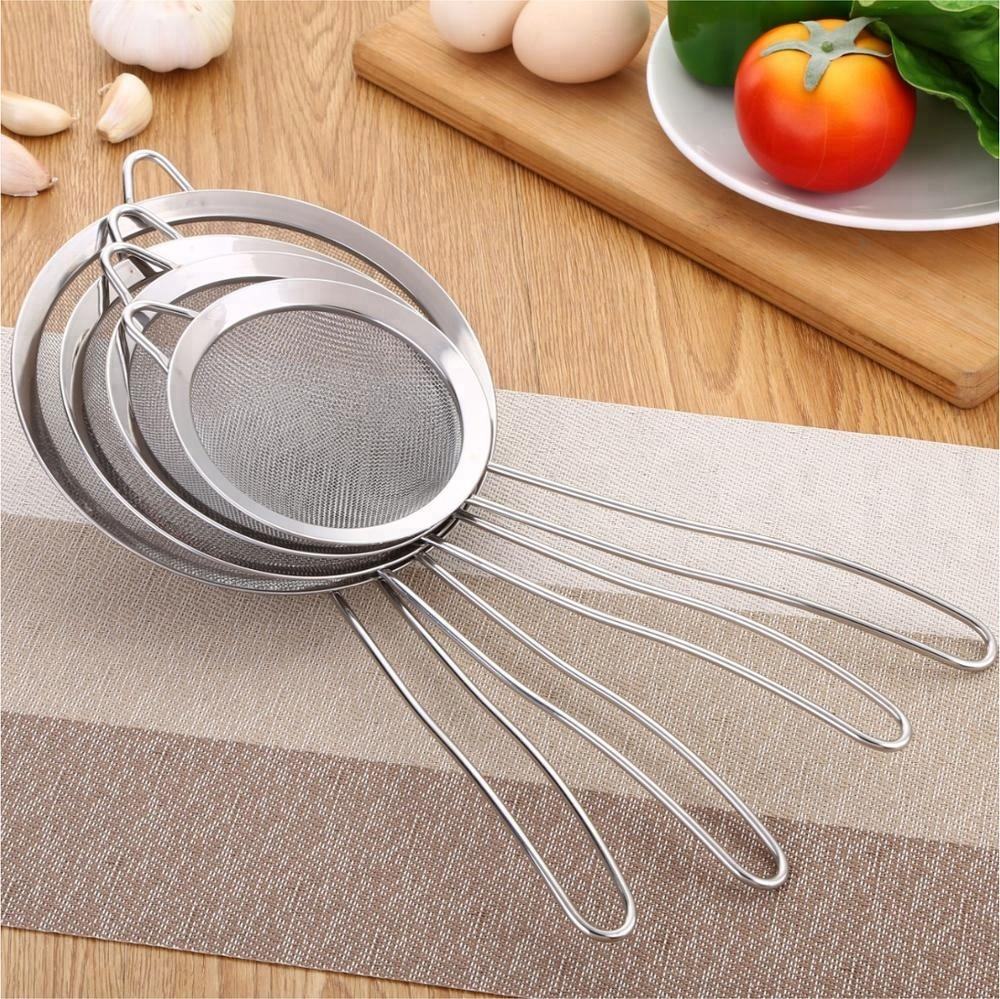 Practical Kitchen Stainless Steel Colander Flour Sifter Fine Mesh Strainer Sieve with Handle