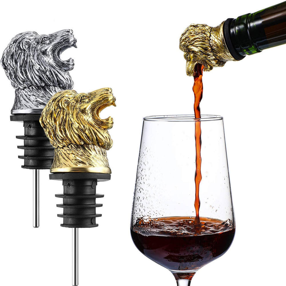 Gold lion oil & wine pourer