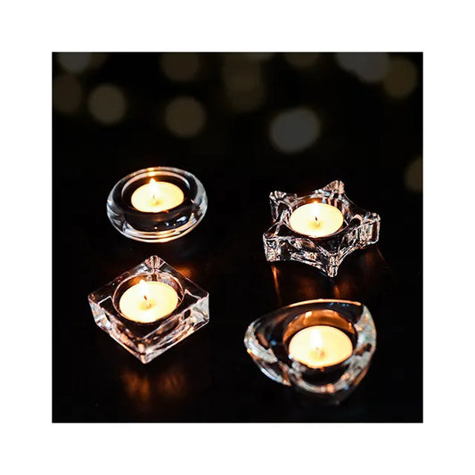 Small round glass candle holder