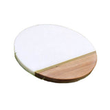 Marble and acacia tray with brass inlay ;
size: 20cm;