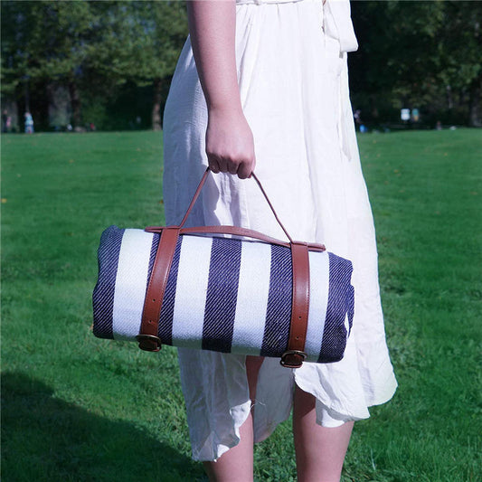 Blue/White Stripe Picnic Blanket 200x200cm