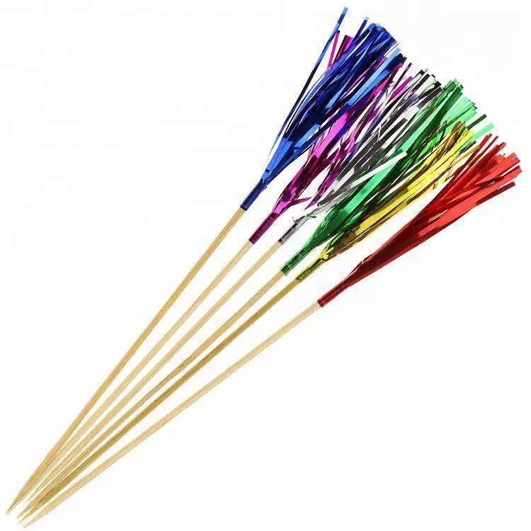 Jimao OEM Designs Wood Cocktail Drink Sticks Paper Umbrella Picks With five colors foil Decoration