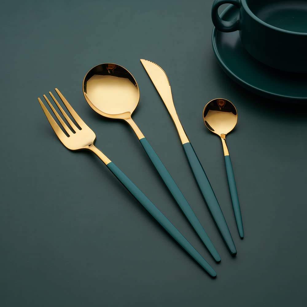 Portugal-Gold & Green Cutlery Set