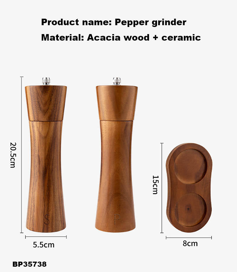 Wooden small waisted salt and pepper mill set of 2, 5*5*21.5cm