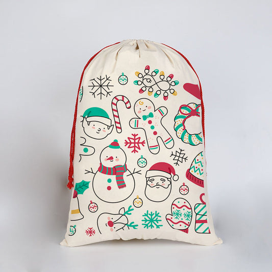 Christmas Large Sack Bag S13 - Festive Red Santa Claus Gift Bag for Holiday Presents - Durable Fabric with Drawstring Closure