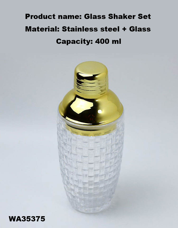 400ml Gold Lid Patterned Cocktail Shaker