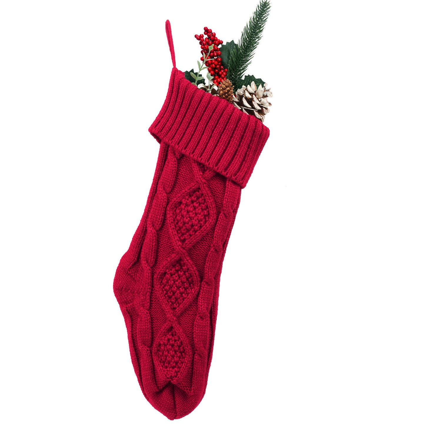 18 Inch High-end Knitting Red White Green Xmas Stocking Christmas Stocking