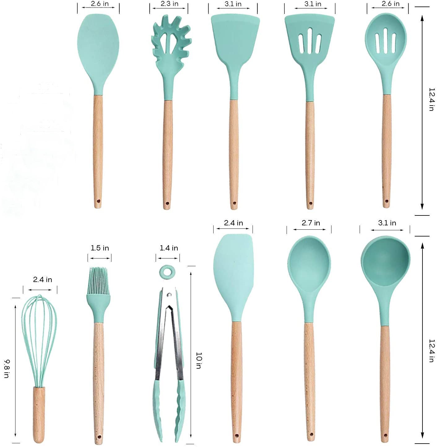 Nonstick Foodgrade Silicone & BambooTongs