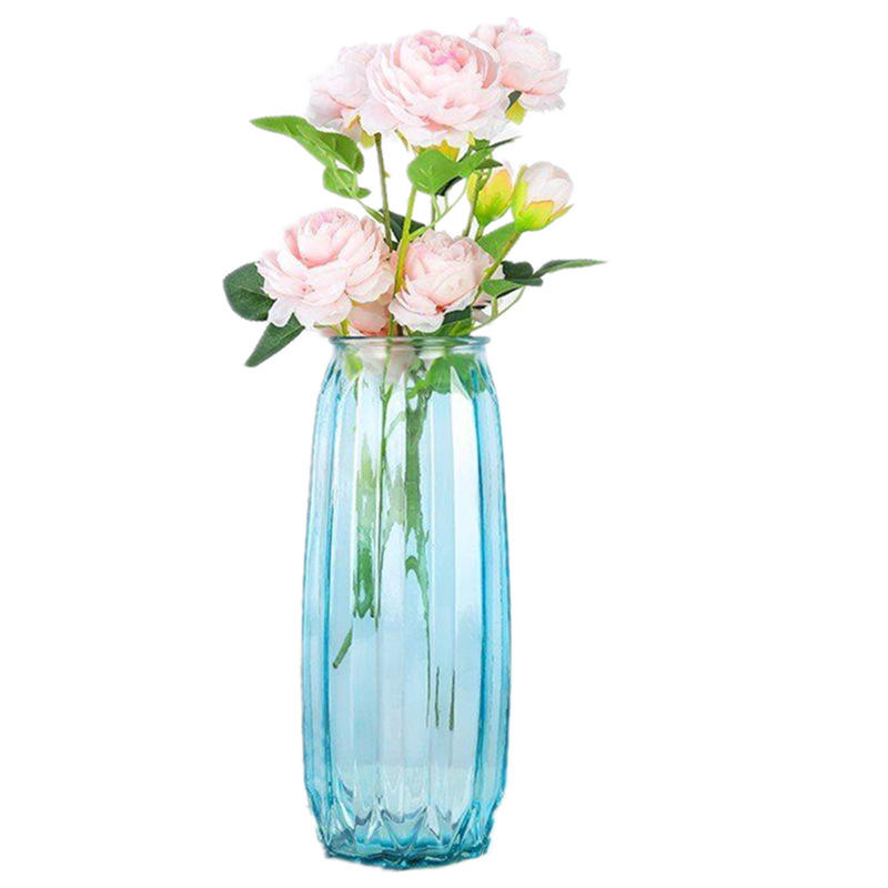 New rich bamboo flower vase 30cm vertical edge glass