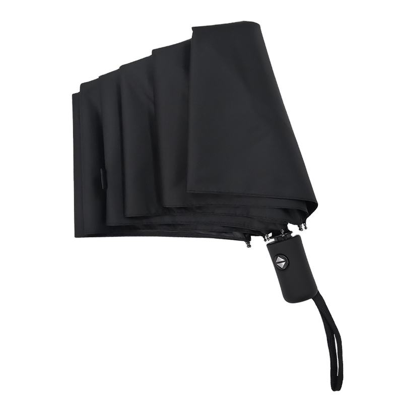 Windproof foldable fully 3 folding automatic umbrella Black