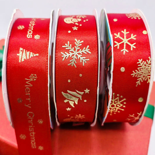 Grosgrain Christmas ribbon  5 yards per roll  Red 25mm