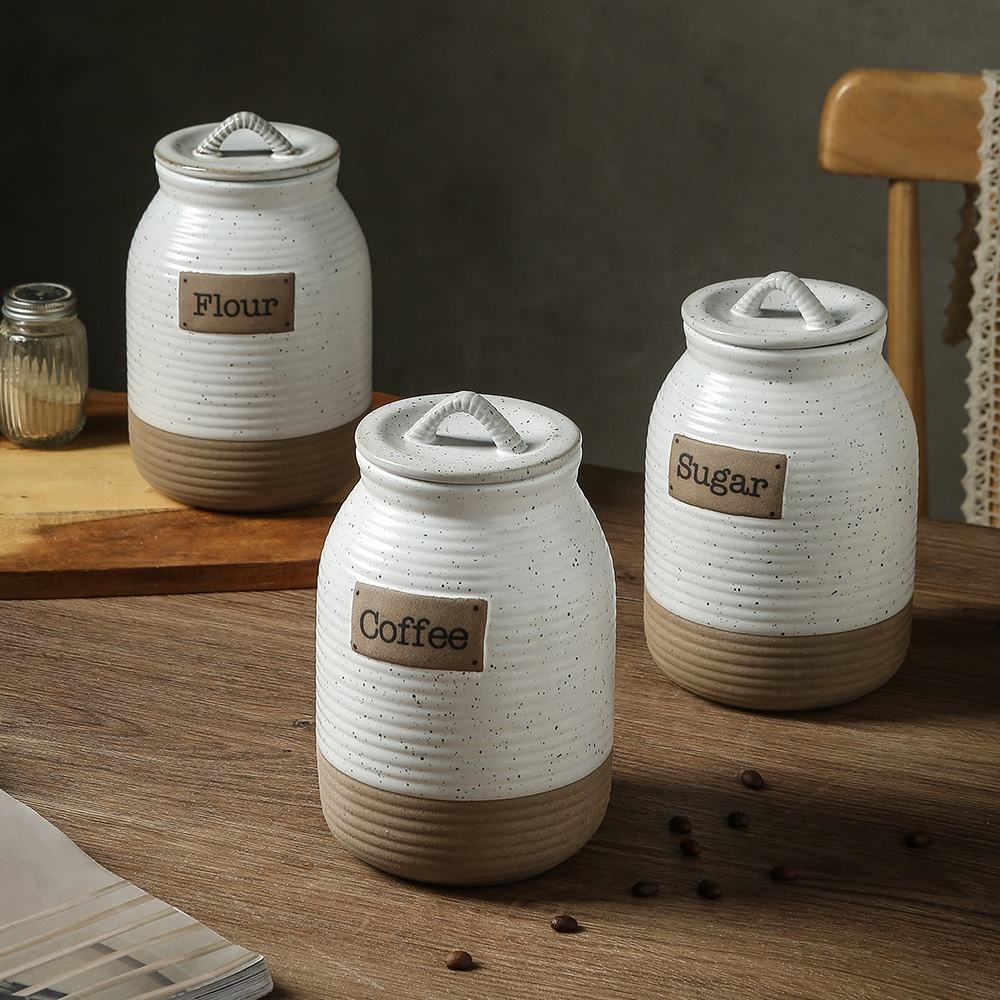 Earthen Elegance Ceramic Coffee Canister - 1052ml