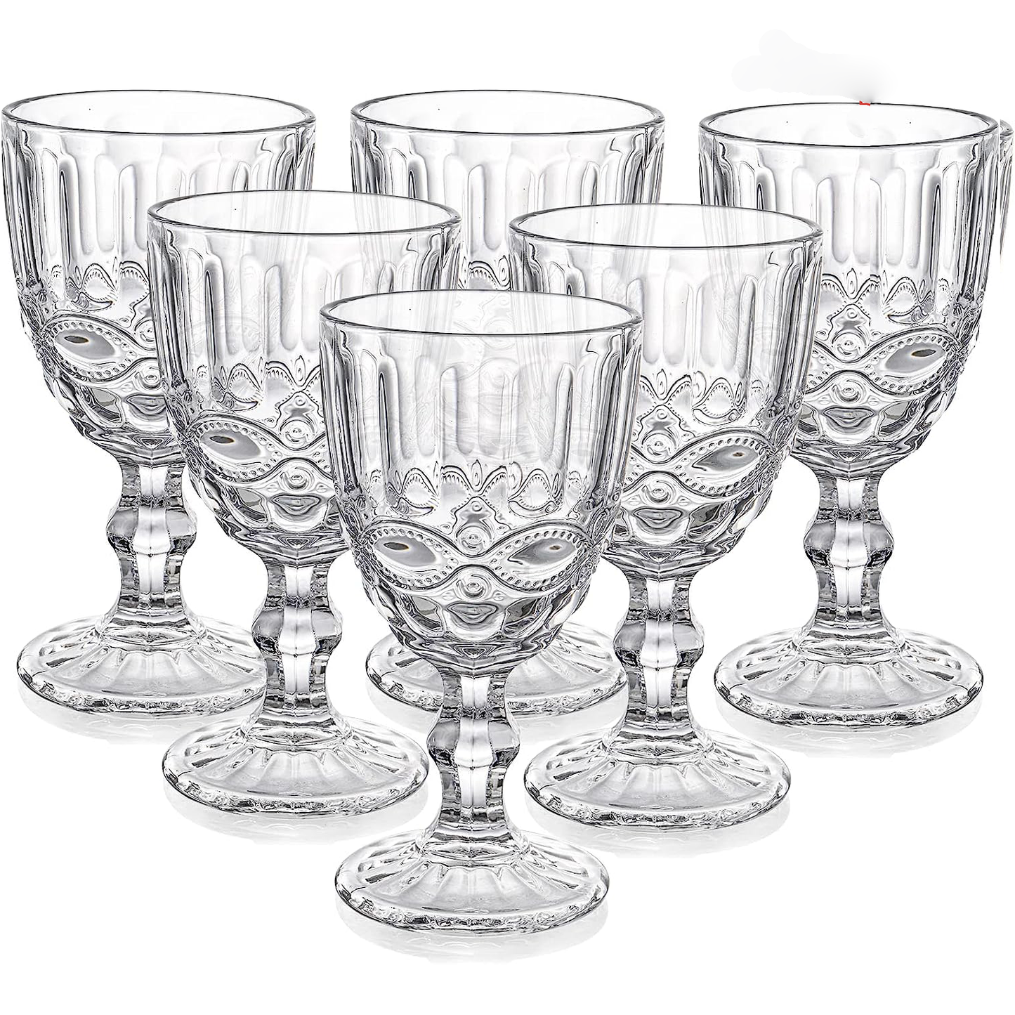 300ml Blue Victorian Vintage Wine Glass Set of 6 - Sustainable Glassware for Wine and Drinks