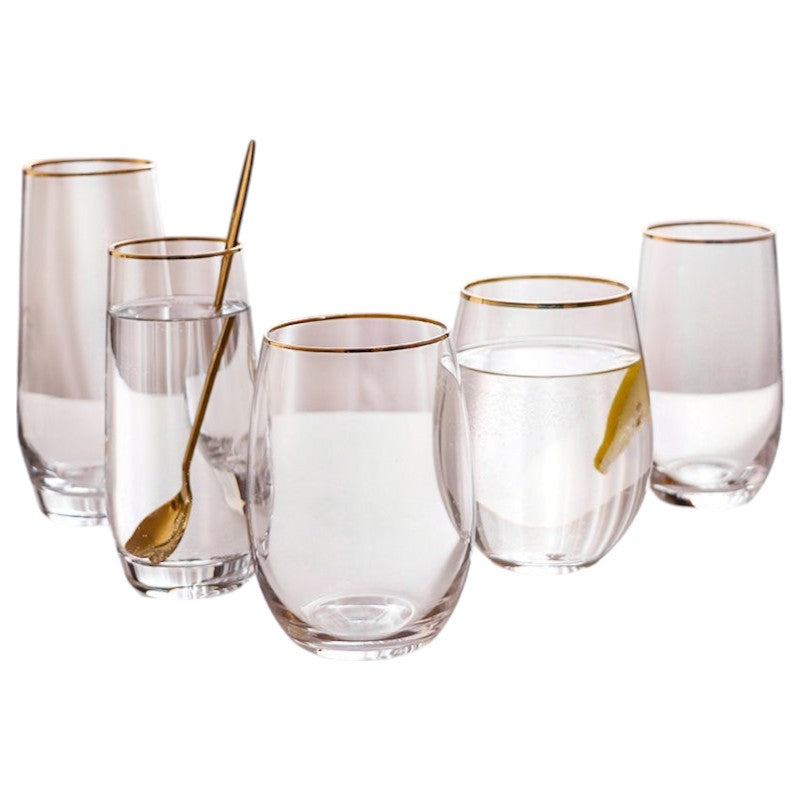 Egg-shaped cup #1 with gold rim Sparkling elegance Wholesale crystal stemless water juice glass