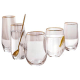 Egg-shaped cup #1 with gold rim Sparkling elegance Wholesale crystal stemless water juice glass