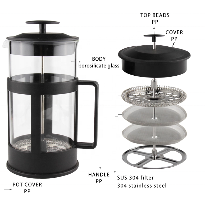 Glass Fench Press Coffee Maker 600ml