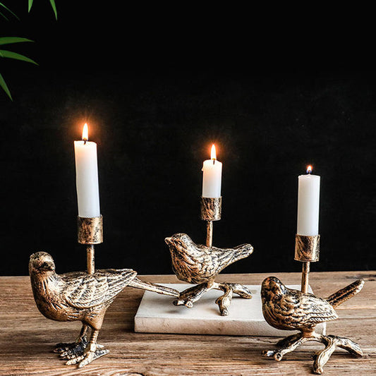 obsolescence Metal decor bird robin vintage bird candle holder for decoration