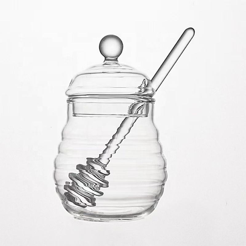 Clear 250ml Glass Honey Jar with Dipper