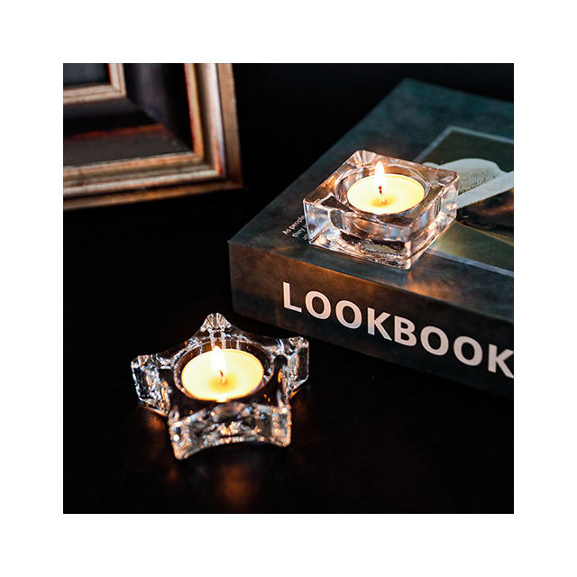 Small square glass candle holder