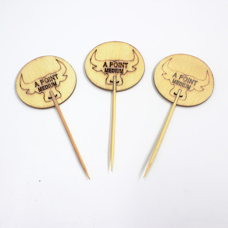 Nice Popular Custom Bamboo Wooden Christmas Decoration Disposable Happy Birthday Cake Picks