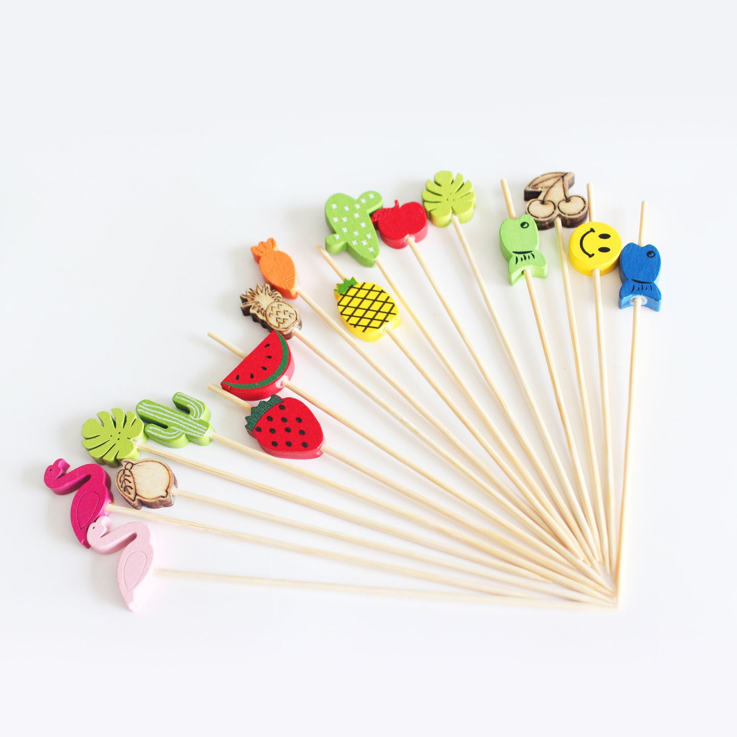 Red Flamingo Tropical Luau Beach Cocktail Party Picks Wooden Picks