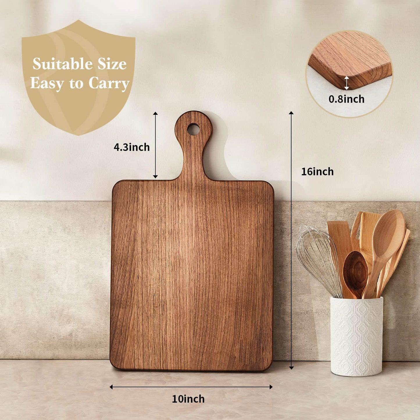 Wood Cutting Board Black Walnut Serving Board with Handle