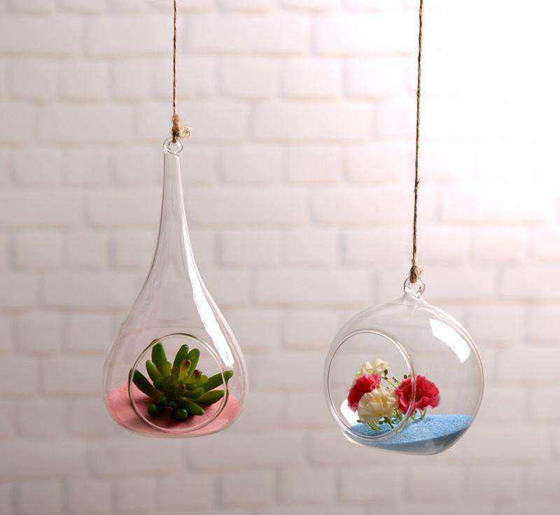 glass hanging plant ornament   9x18 cm