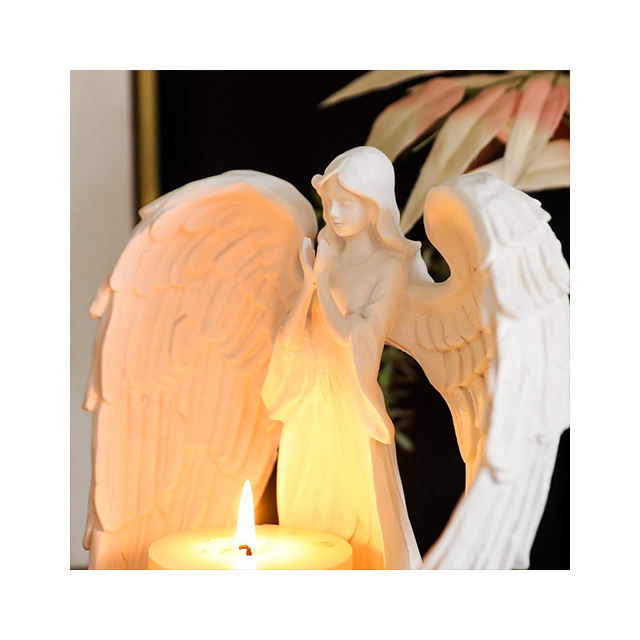 Nordic Pure white wing prayer angel incense candle holder decor wedding resin crafts maria candlestick