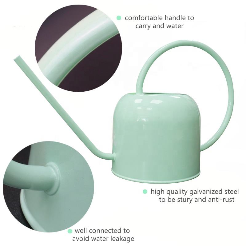 1.6L Custom light green indoor watering can metal steel watering can Gardening watering can long spout easy houseplants