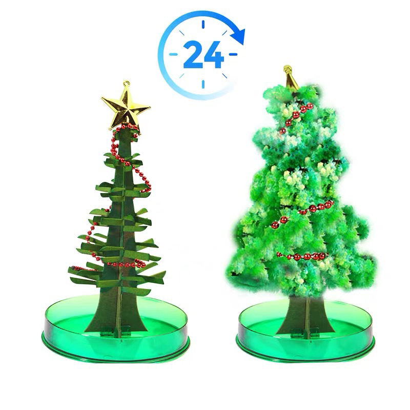 Xmas Gift Novelty Kids Toys Magic Funny Snowman Paper Magic Crystal Growing Christmas Tree