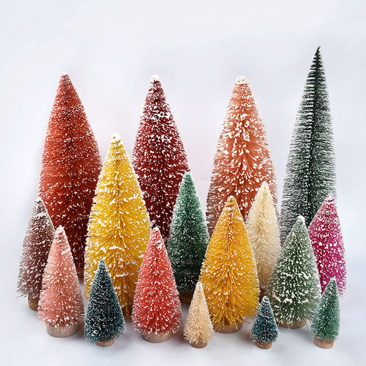 Red Christmas Tree Sisal Silk Cedar Pine Tree Mini Christmas tree lights 23cm