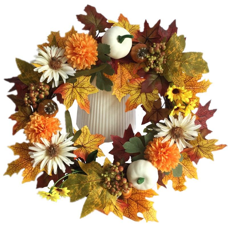 Chrysanthemum pumpkin Berry Maple Leaf Wreath?43CM