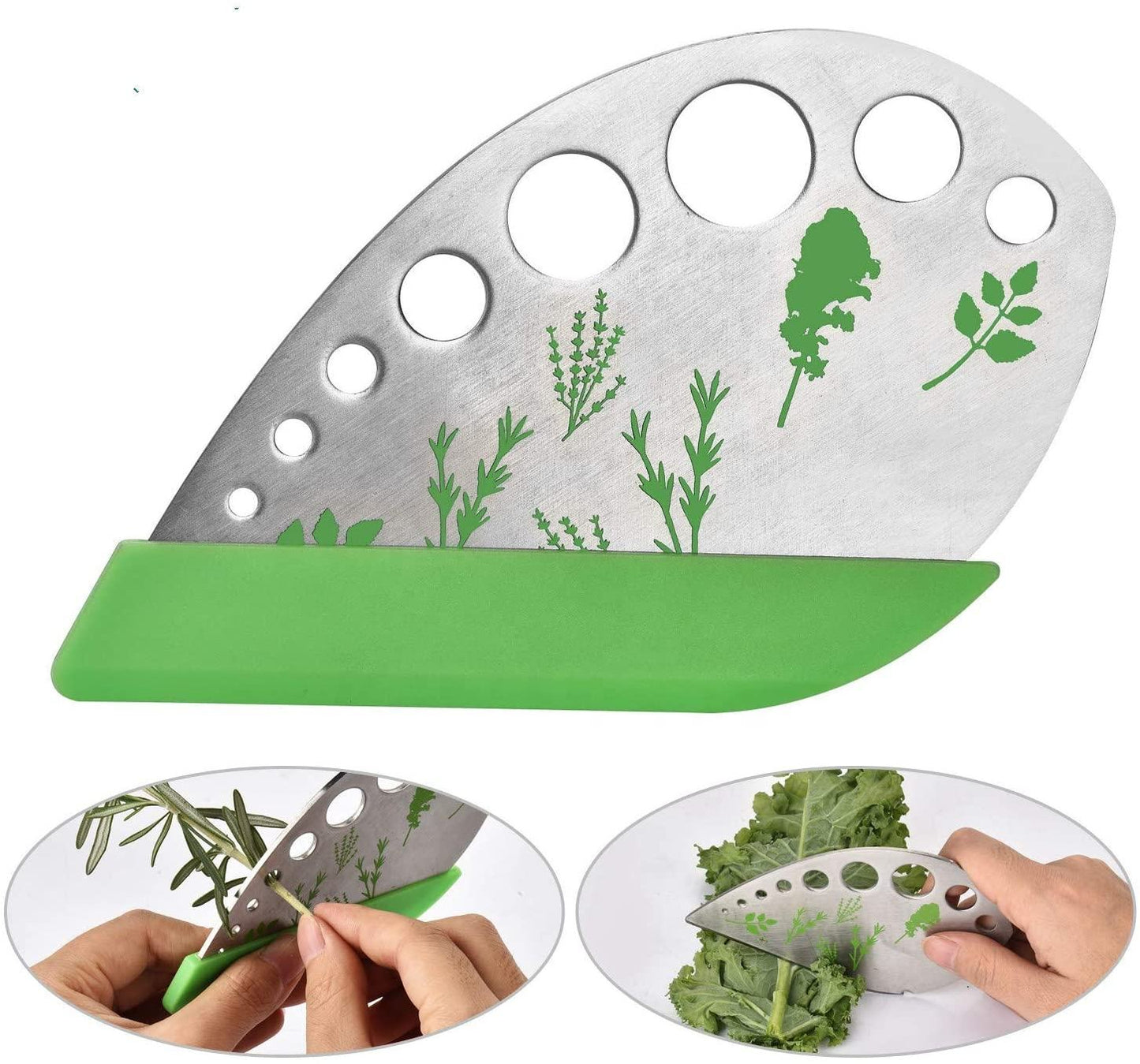 Steel Herb Stripper - 9 Holes Kitchen Tool for Herb Leaf Stripping, Metal