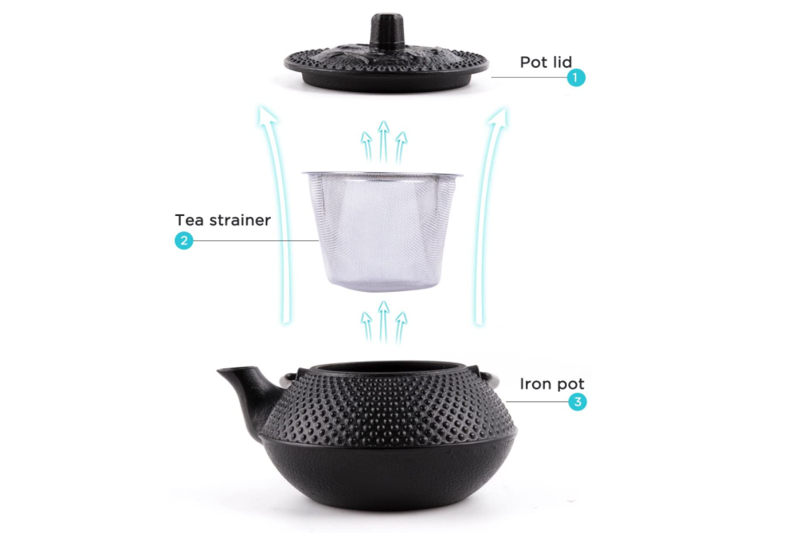 0.9 LITRE CAST IRON TEAPOT BLACK