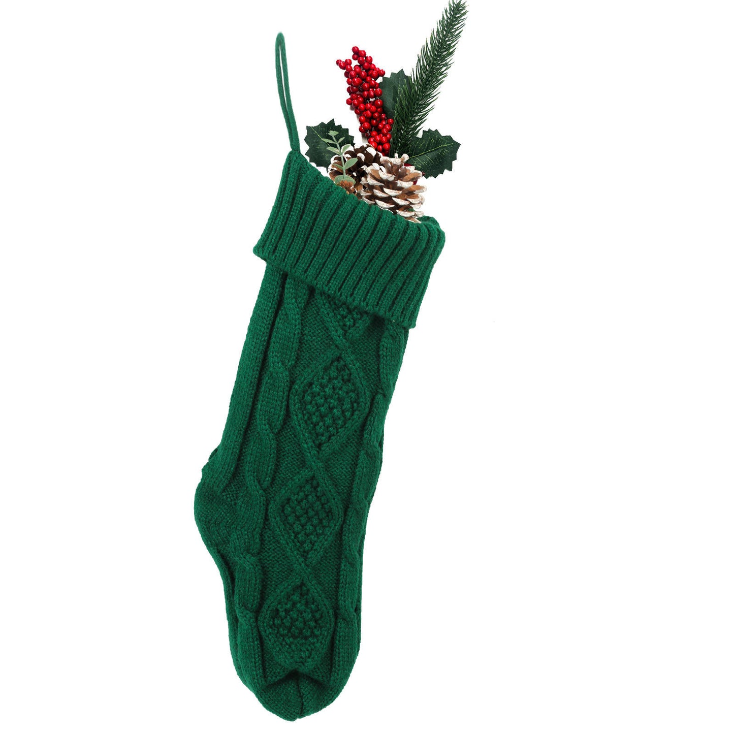 18 Inch High-end Knitting Red White Green Xmas Stocking Christmas Stocking