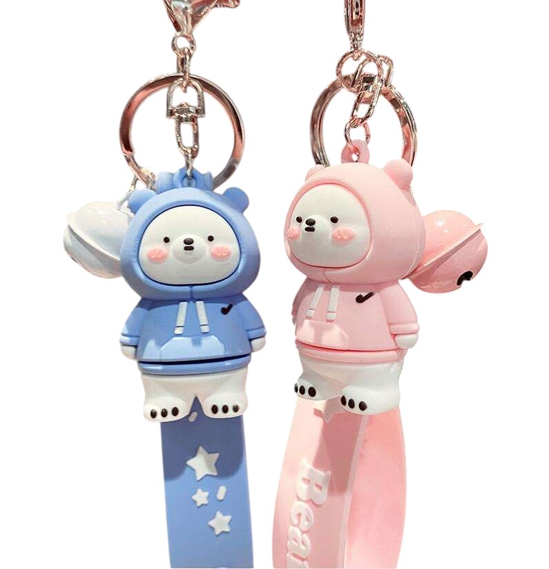 Cartoon cute 3D bear keychain soft rubber bag accessories charms phone charms