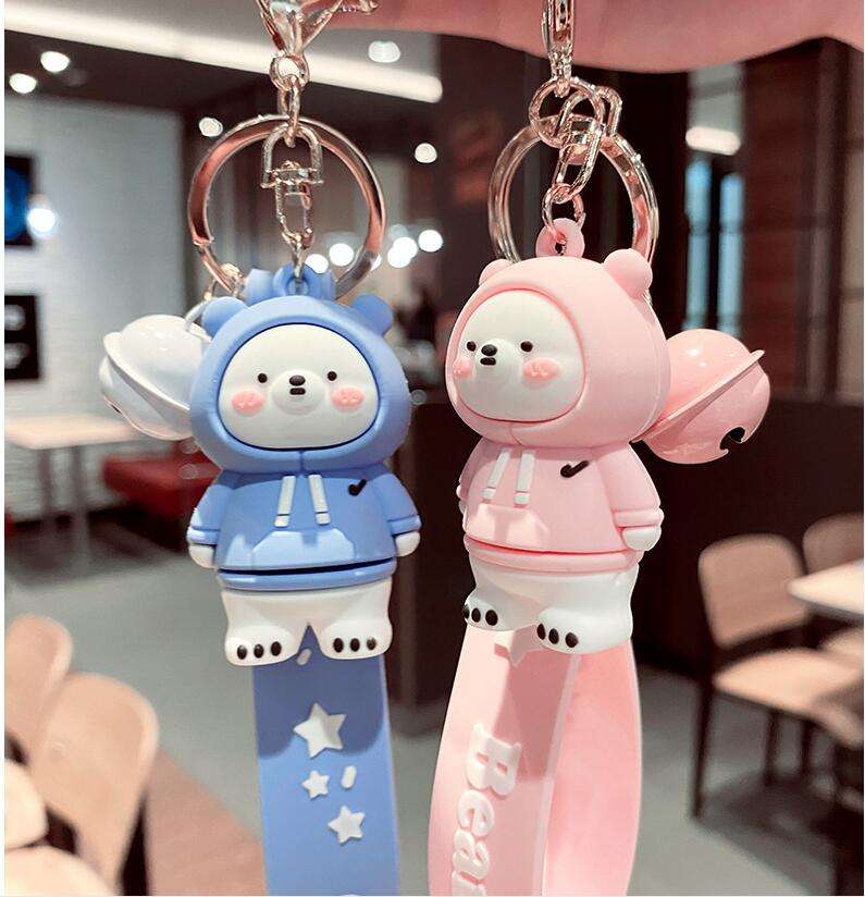 Cartoon cute 3D bear keychain soft rubber bag accessories charms phone charms