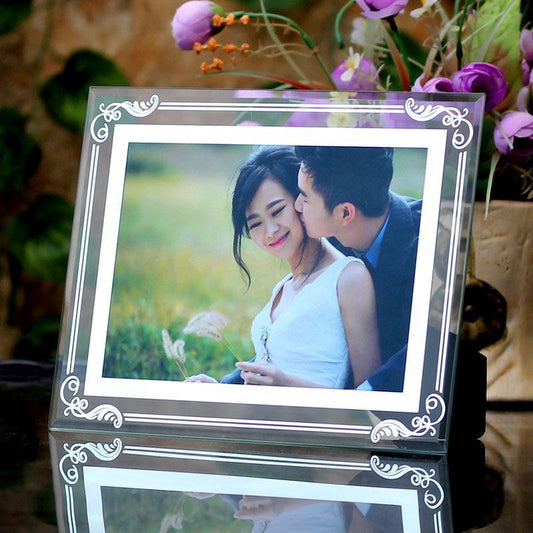 Luxury Crystal glass photo frame table wedding family portrait lace framed