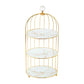 2-Tier Marble Dessert Stand with Metal Birdcage - Elegant Cake & Snack Display