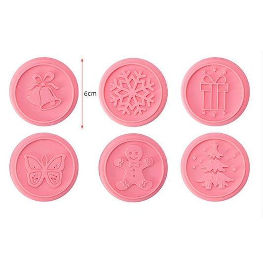 Set of 6 Silicone Cookie Stamps - Sustainable, Lightweight, Silicone Rubber Stamp Set