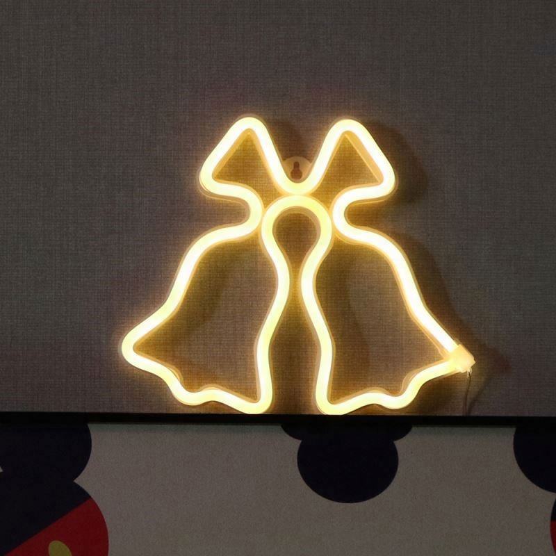 Christmas Neon Decorative LED Light Jingle Bell Sign - Battery or USB Powered, Festive Holiday Decor, Indoor Wall Hanging, Christmas Party Decorations, Warm White Light, Home Decoration