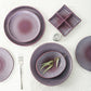 Elegant 21.3cm Divinity Purple Square Serving Plates, Set of 4 - Luxury Crackle Glaze Ceramic, Sustainable, Perfect for Home, Hotel, Restaurant